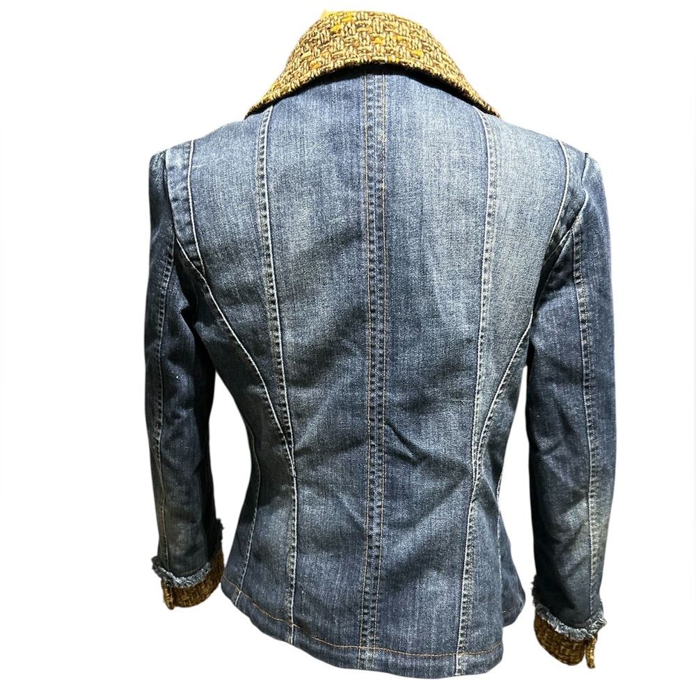 Dolce & Gabbana Blue Denim Floral Lining Wool Collar Detail Jacket 32/46 - Picture 2 of 5